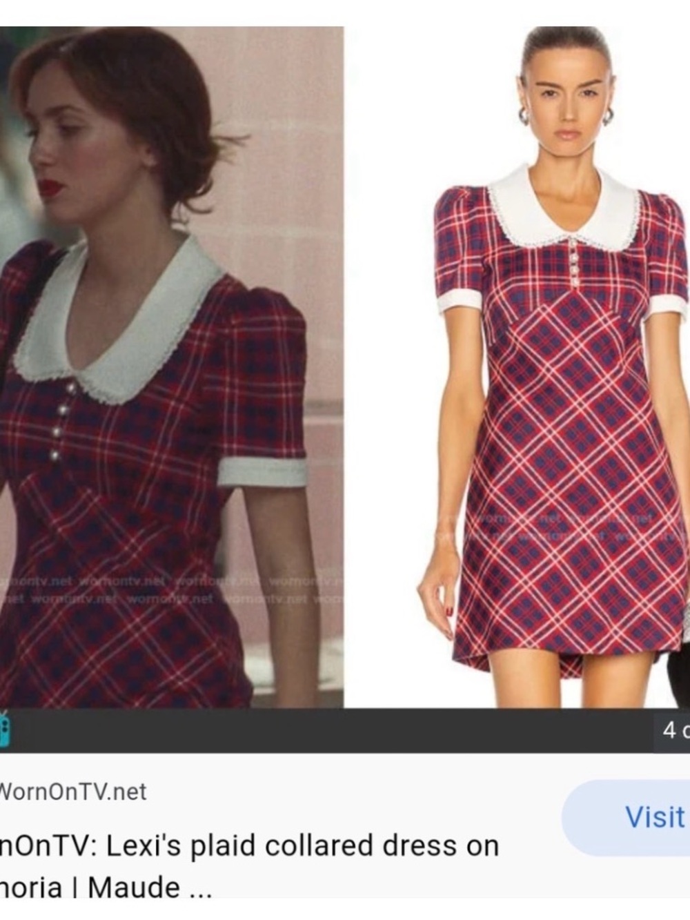 Miu Miu Red Plaid Peter Pan Collar Mini Dress Euphoria